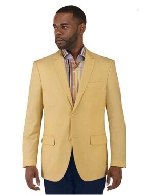 Alan Flusser Butter Yellow Two-Button Cotton Sport Jacket  size 44R